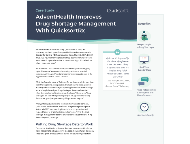 AdventHealth Improves Drug Shortage Management With QuicksortRx